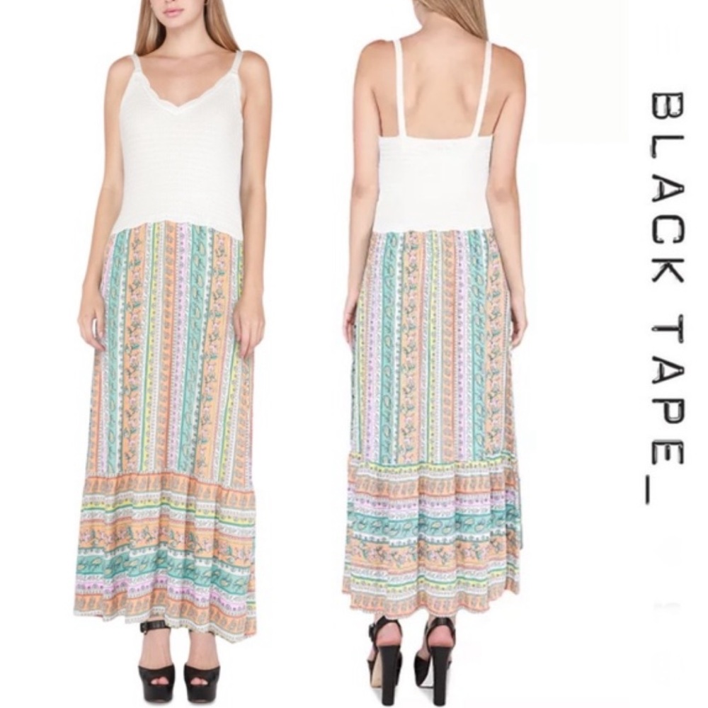 Black Tape_ Women's Mixed Materials Sleeveless Maxi Dress - Small - Picture 2 of 16